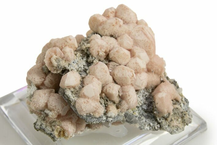 Pink Rhodochrosite After Calcite on Barite & Pyrite - Bulgaria #323943